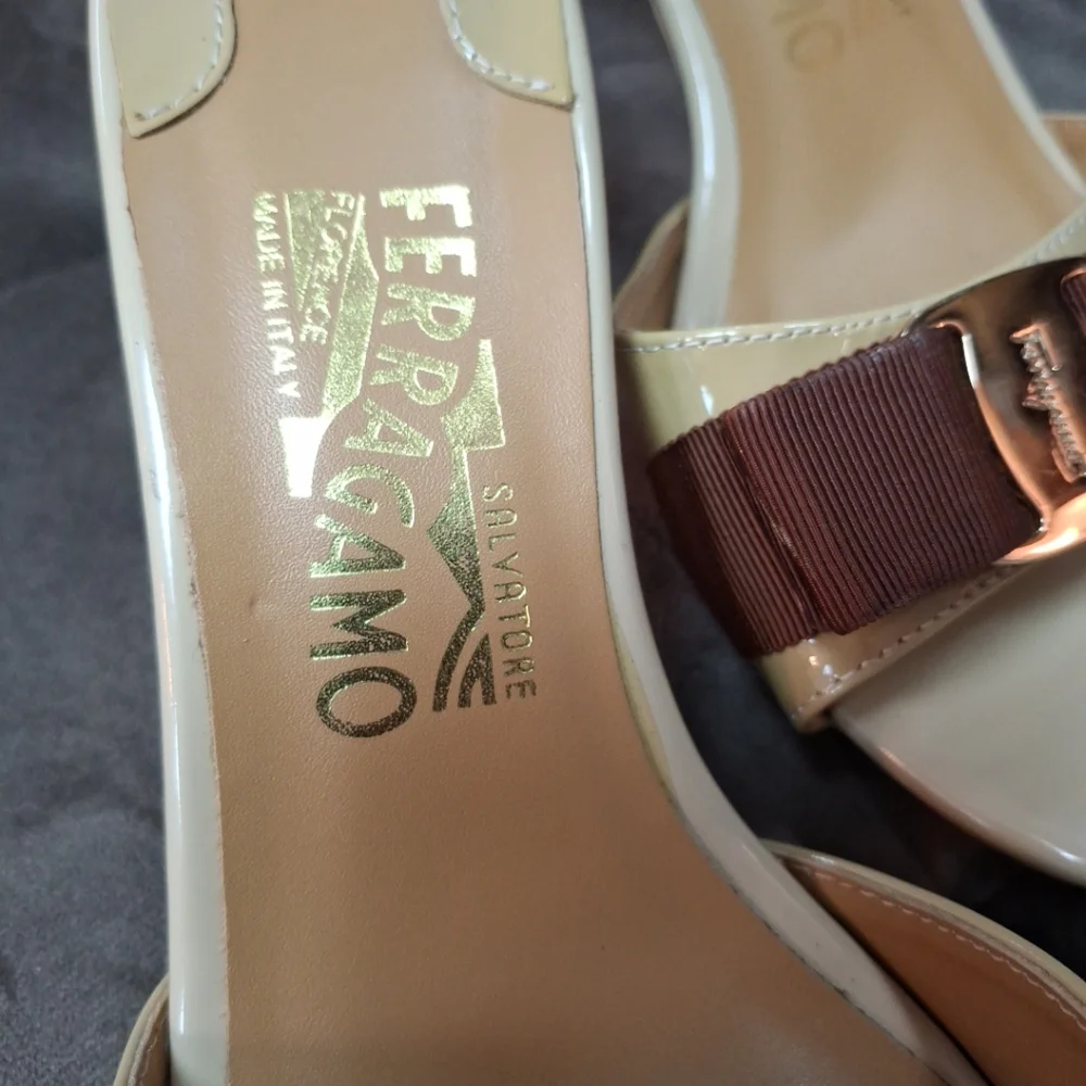 Salvatore Ferragamo bow kitten heel slide ons size 5 - Picture 3 of 7